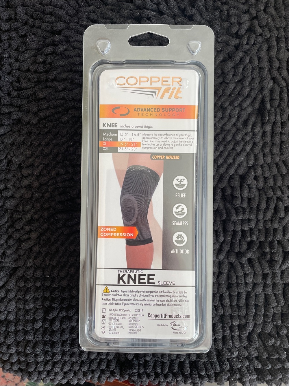 Copper Fit Black Knee Sleeve - Therapeutic Zoned Compression